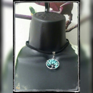 Black Velvet Tree Of Life Pendant Choker